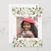 Carte Postale Holly Berry Personalized Photo Memorial Christmas (Devant / Derrière)