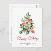 Carte Postale Holly Christmas Tree Salutation d'entreprise (Devant / Derrière)