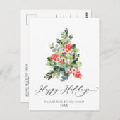 Carte Postale Holly Christmas Tree Salutation d'entreprise (Devant / Derrière)