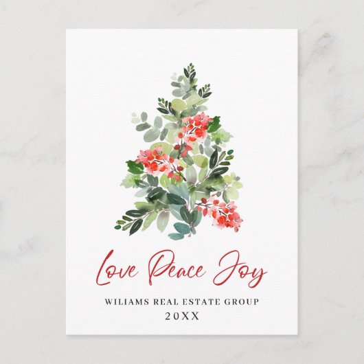Carte Postale Holly Christmas Tree Salutation d'entreprise (Devant)