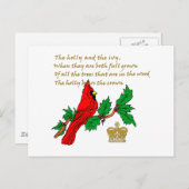 Carte Postale Holly et Ivy Illustré sur les vêtements et les cad (Devant / Derrière)