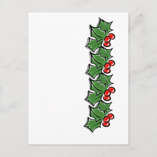 Carte Postale Holly Feuilles, Holly Berries, couronne de Noël