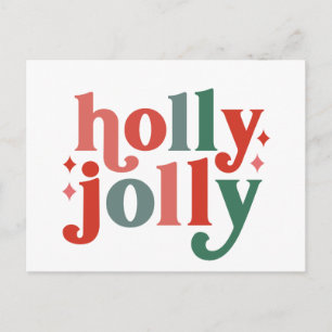 Carte Postale Holly Jolly - Typographie des Fêtes Rétro