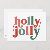 Carte Postale Holly Jolly - Typographie rétro de vacances (Devant / Derrière)