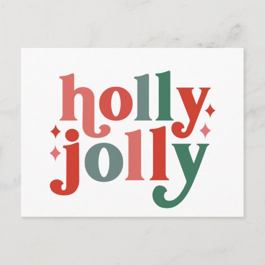Carte Postale Holly Jolly - Typographie rétro de vacances (Devant)