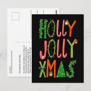 Carte Postale HOLLY JOLLY XMAS Laisser Noël PERSONNALISÉ