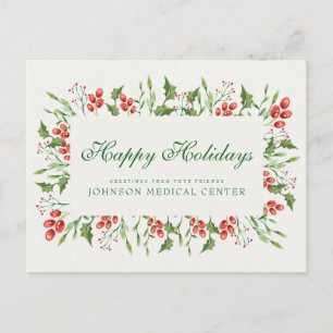 Carte Postale Holly Pine & Berry Salutations Médicales