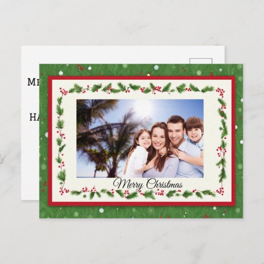 Carte postale Holly Wreath Christmas - Photo perso (Devant / Derrière)