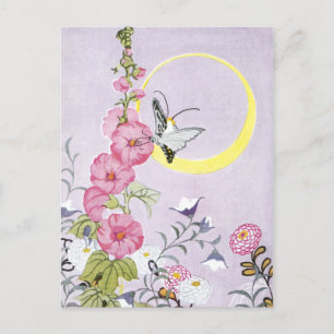 Carte Postale Hollyhock, Dahlia et fleurs de ballons