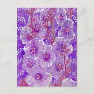 Carte Postale Hollyhock Malva Malva Purge Violet Fleur Florale