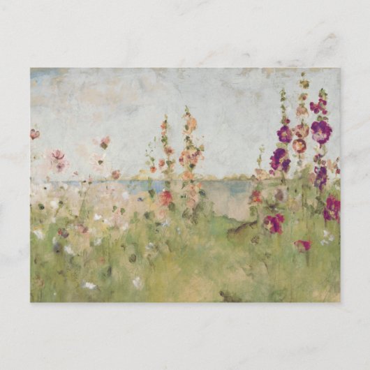 Carte Postale Hollyhocks au bord de la mer (Devant)
