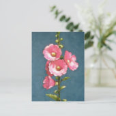 CARTE POSTALE HOLLYHOCS ROSE DANS LE PASTEL D'HUILE (Debout devant)