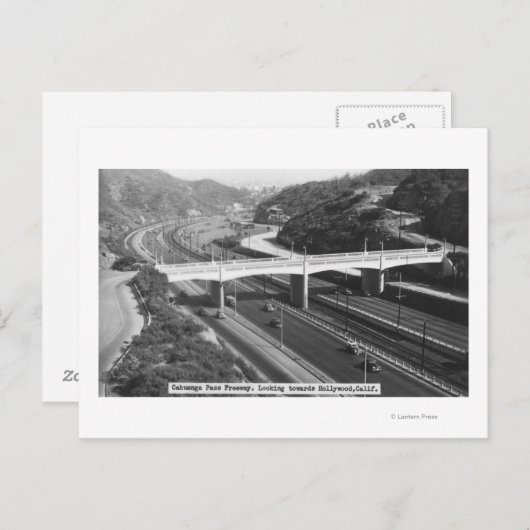 Carte Postale Hollywood, CA Cahuenga Pass Vue de l'autoroute (Devant / Derrière)