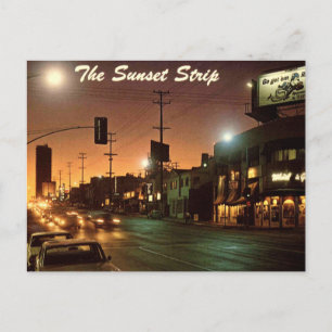 Carte Postale Hollywood CA Sunset Strip 1960 Retro Vintage