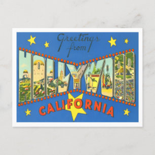 Carte postale Hollywood, Californie Vintage Big Le