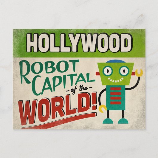 Carte Postale Hollywood Florida Robot - Vintage amusant (Devant)