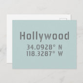 Carte Postale Hollywood Latitude Longitude (Devant / Derrière)