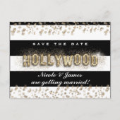 Carte postale Hollywood noir et blanc rayures or (Devant)