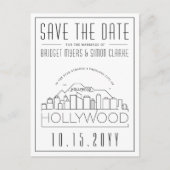 Carte Postale Hollywood | Skyline stylisée Enregistrer la date (Devant)