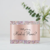 Carte Postale Holo Parties scintillant Edge Pastel Rose Gold Foi (Debout devant)