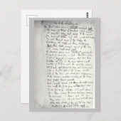 Carte Postale Holographe de l'Ode de Keats à un cautingale (Devant / Derrière)