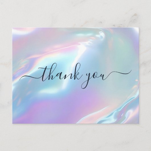Carte Postale Holographique Glam Elegant Merci Iridescente (Devant)