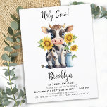 Carte Postale Holy Cow Cute Farm Animal 1er anniversaire Invitat<br><div class="desc">Fêtez un anniversaire spécial avec nos adorables invitations d'anniversaire de la "Vache Sainte"! Ces invitations modernes et simples sont parfaites pour la célébration de votre 1er ou 2ème anniversaire de naissance ou de n'importe quel âge. Avec un design de vache mignonne et des accents de tournesol, ces invitations ne manqueront...</div>