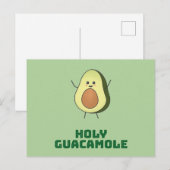 Carte Postale Holy guacamole - cute and happy kawaii avocado (Devant / Derrière)