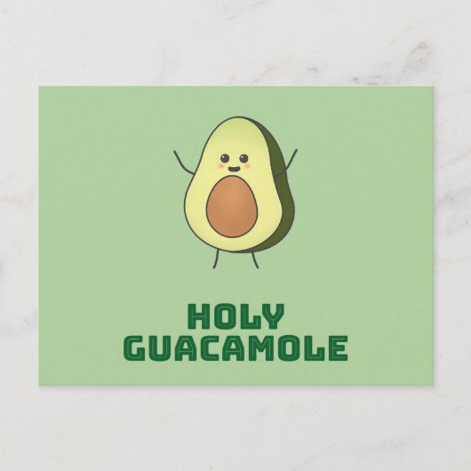 Carte Postale Holy guacamole - cute and happy kawaii avocado (Devant)