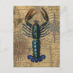 Carte Postale Homard Coquillages Fruits de mer Maine Classique O