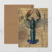 Carte Postale Homard Coquillages Fruits de mer Maine Classique O (Devant / Derrière)