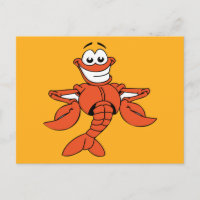 HOMARD DE DESSIN ANIMÉ ORANGE DRÔLE souriant heure