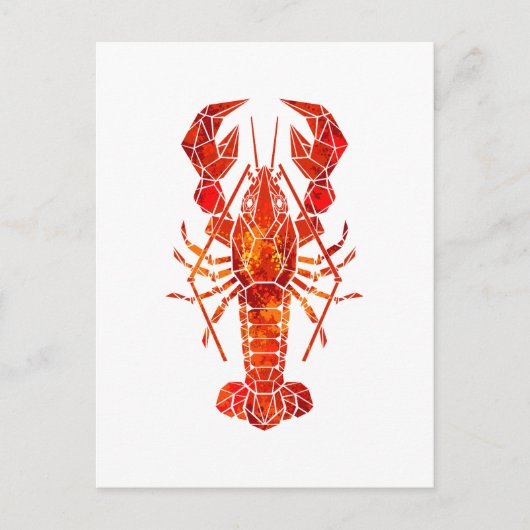 Carte Postale Homard polygonal rouge (Devant)