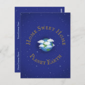 Carte Postale "Home Sweet Home Planet Earth" Whimsical Custom (Devant / Derrière)