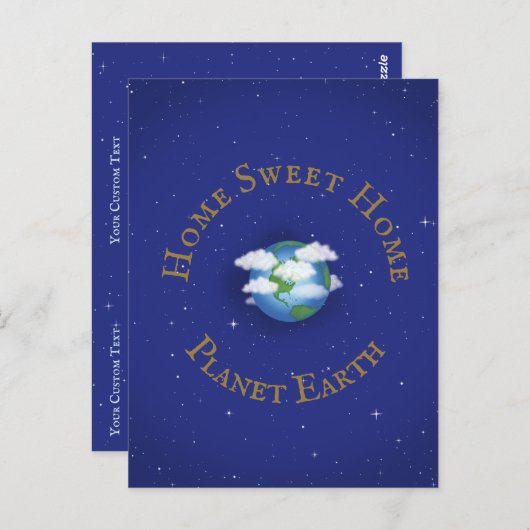 Carte Postale "Home Sweet Home Planet Earth" Whimsical Custom (Devant / Derrière)