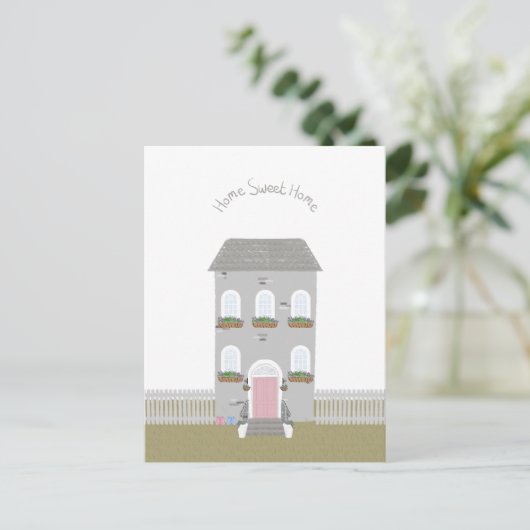 Carte Postale Home Sweet Home Quote House Illustration Card (Debout devant)
