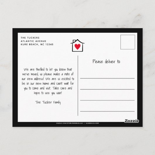 Carte Postale Home Sweet New Home Photo Moving Faire-part (Dos)