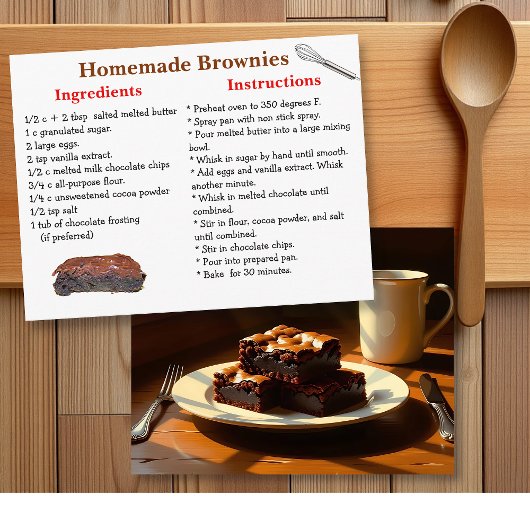 Carte Postale Homemade Brownies Recipe Postcard