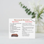 Carte Postale Homemade Brownies Recipe Postcard (Debout devant)