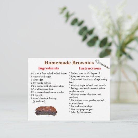 Carte Postale Homemade Brownies Recipe Postcard (Debout devant)