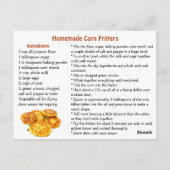 Carte Postale Homemade Corn Fritters Recipe (Dos)