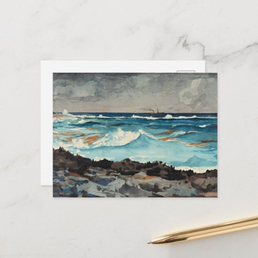 Carte Postale Homer - Rivage et ressac, Nassau (Devant/Arrière en situation)