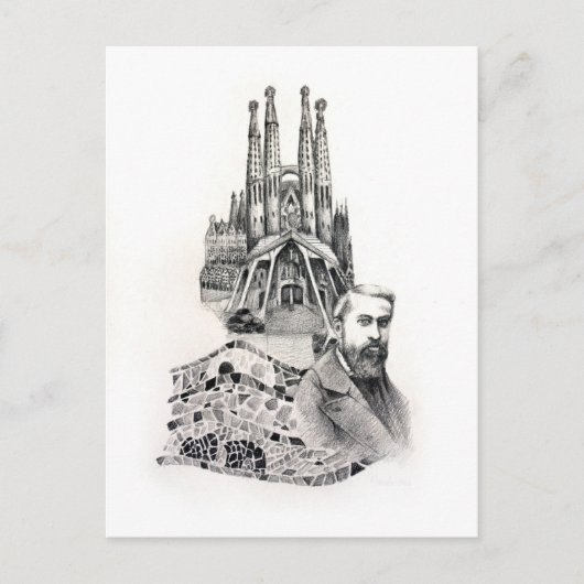 Carte Postale Hommage à Gaudi. (Devant)