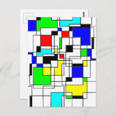 Carte Postale Hommage Random Carré À Mondrian (Devant / Derrière)