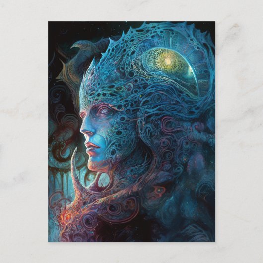 Carte Postale Homme Alien Surreal Sci-Fi Art (Devant)