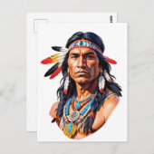 Carte Postale Homme amérindien (Devant / Derrière)
