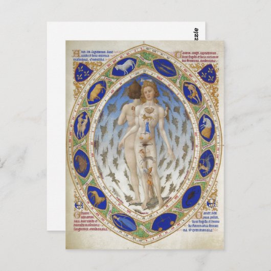 Carte Postale Homme anatomique, Les Tr? s Riches Heures du duc d (Devant / Derrière)