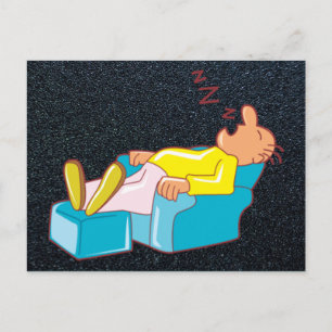 Carte Postale Homme Cartographié Dormir Dans Le Salon Chaise ZZZ