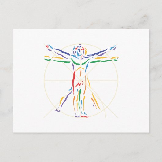 Carte Postale Homme d'anatomie DaVinci dans les couleurs de Chak (Devant)