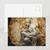 Carte Postale Homme dans une peinture en bois doré (Devant / Derrière)